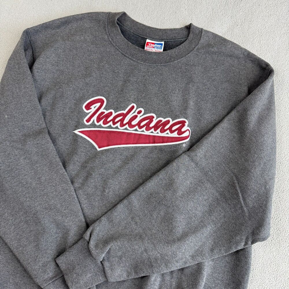 Vintage 90s Taylor Indiana Sweatshirt Size L Mens Gray Crewneck USA made